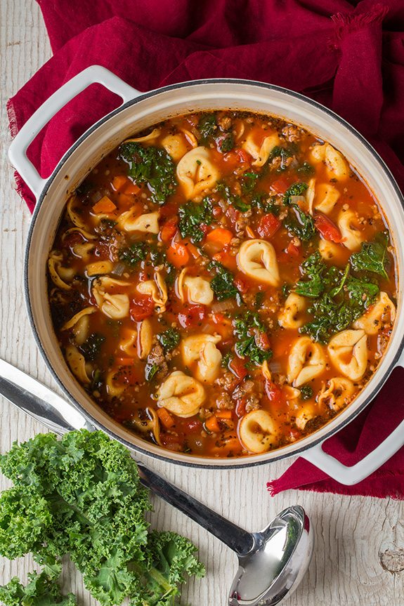 Italian Sausage, Kale and Tortellini Soup