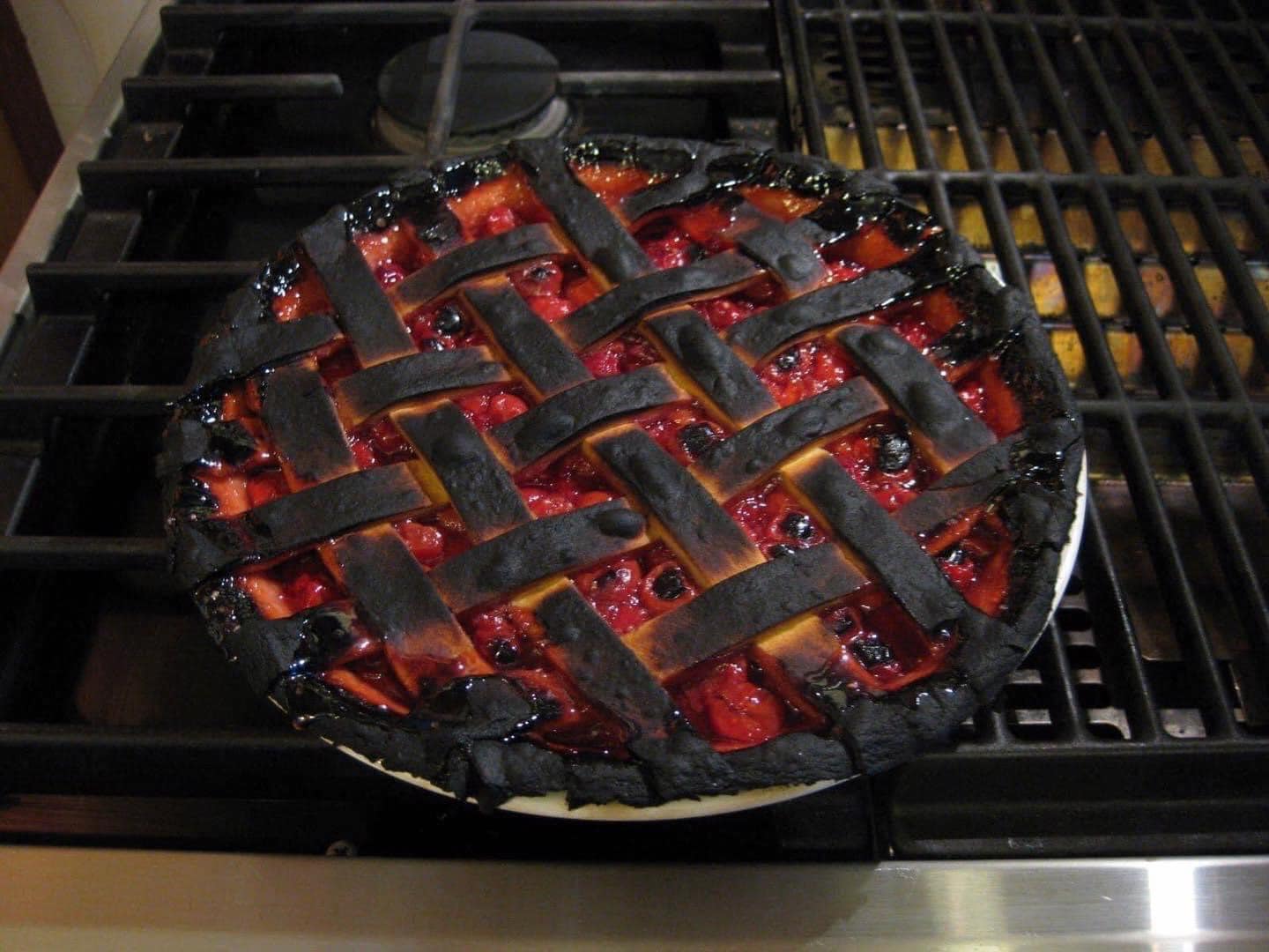 she put a burnt pie in front of my Grandpa.