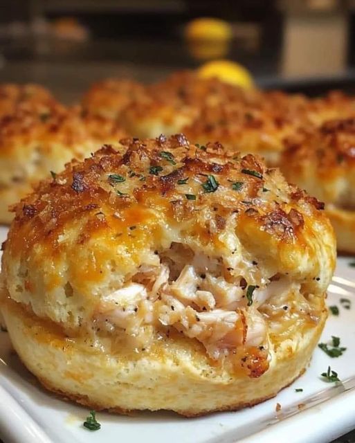 Crab Stuffed Cheddar Bay Biscuits with Lemon Butter Sauce