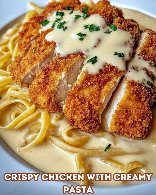 Crispy Chicken with Creamy Pasta