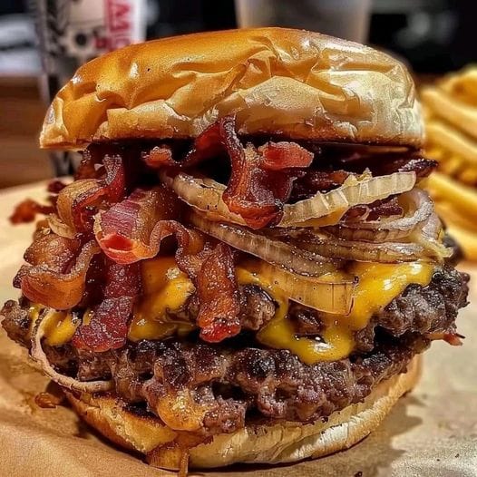 Stacked Bacon & Onion Crunch Burger