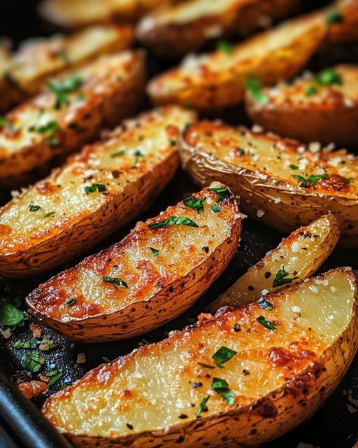 BAKED GARLIC PARMESAN POTATO WEDGES