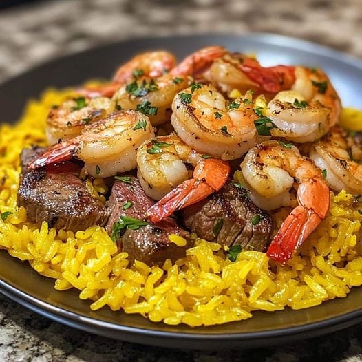 SHRIMP AND STEAK FRIED RICE