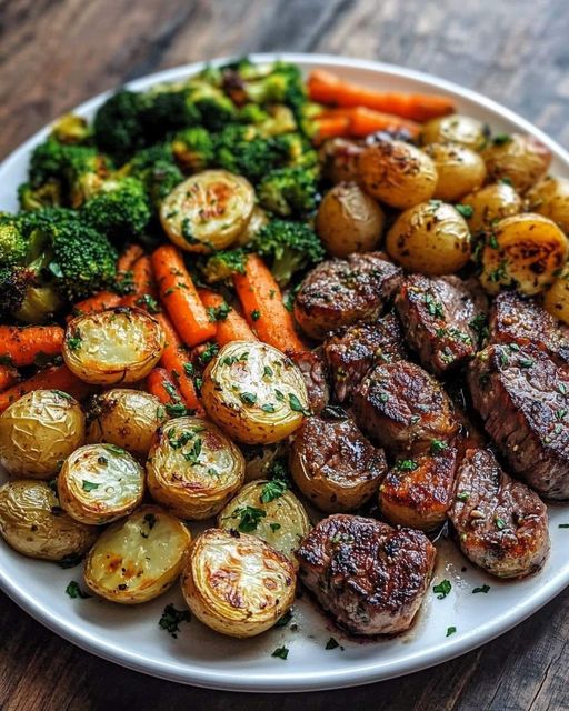 Garlic Herb Steak Bites with Roasted Vegetables