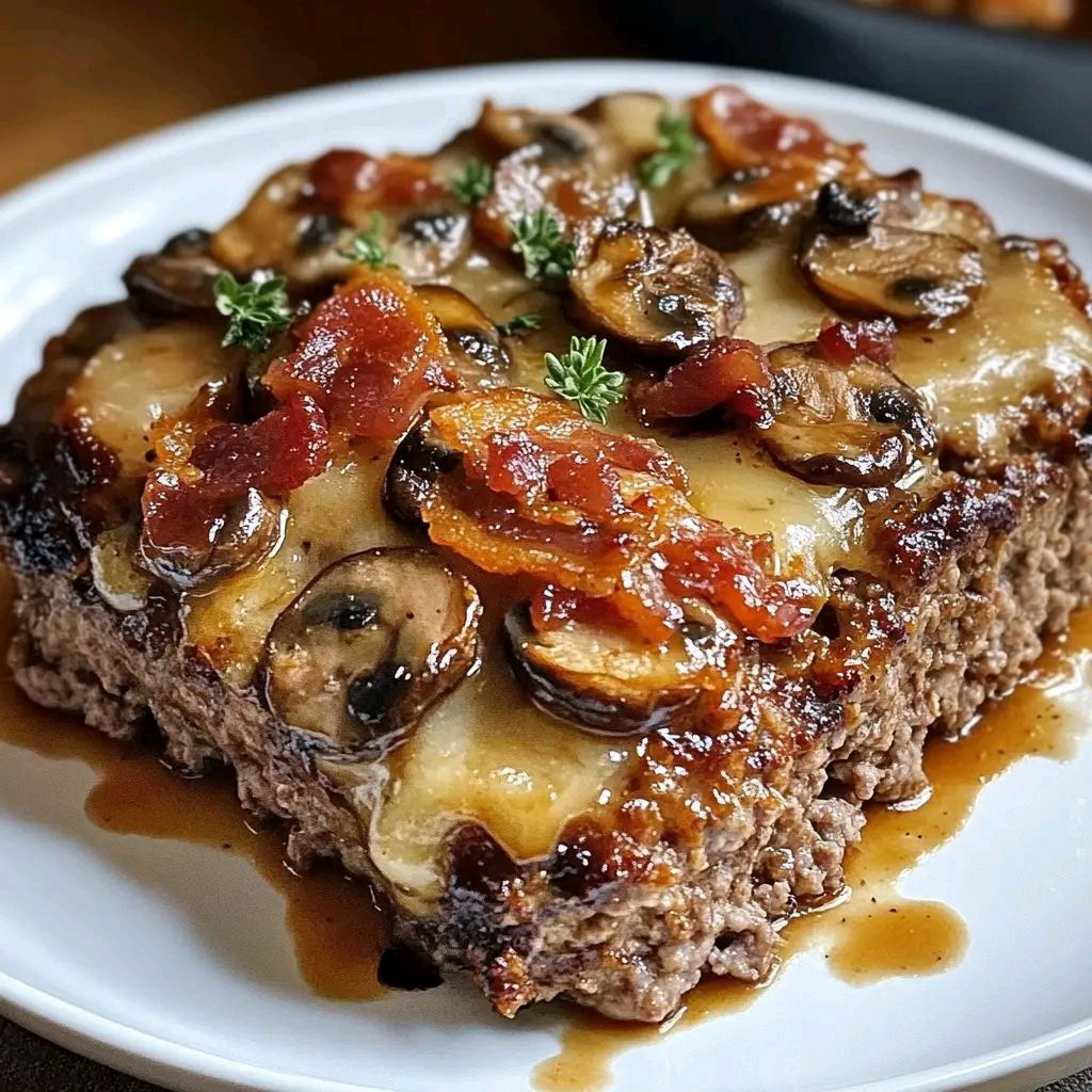 Bacon Mushroom Swiss Cheese Meatloaf