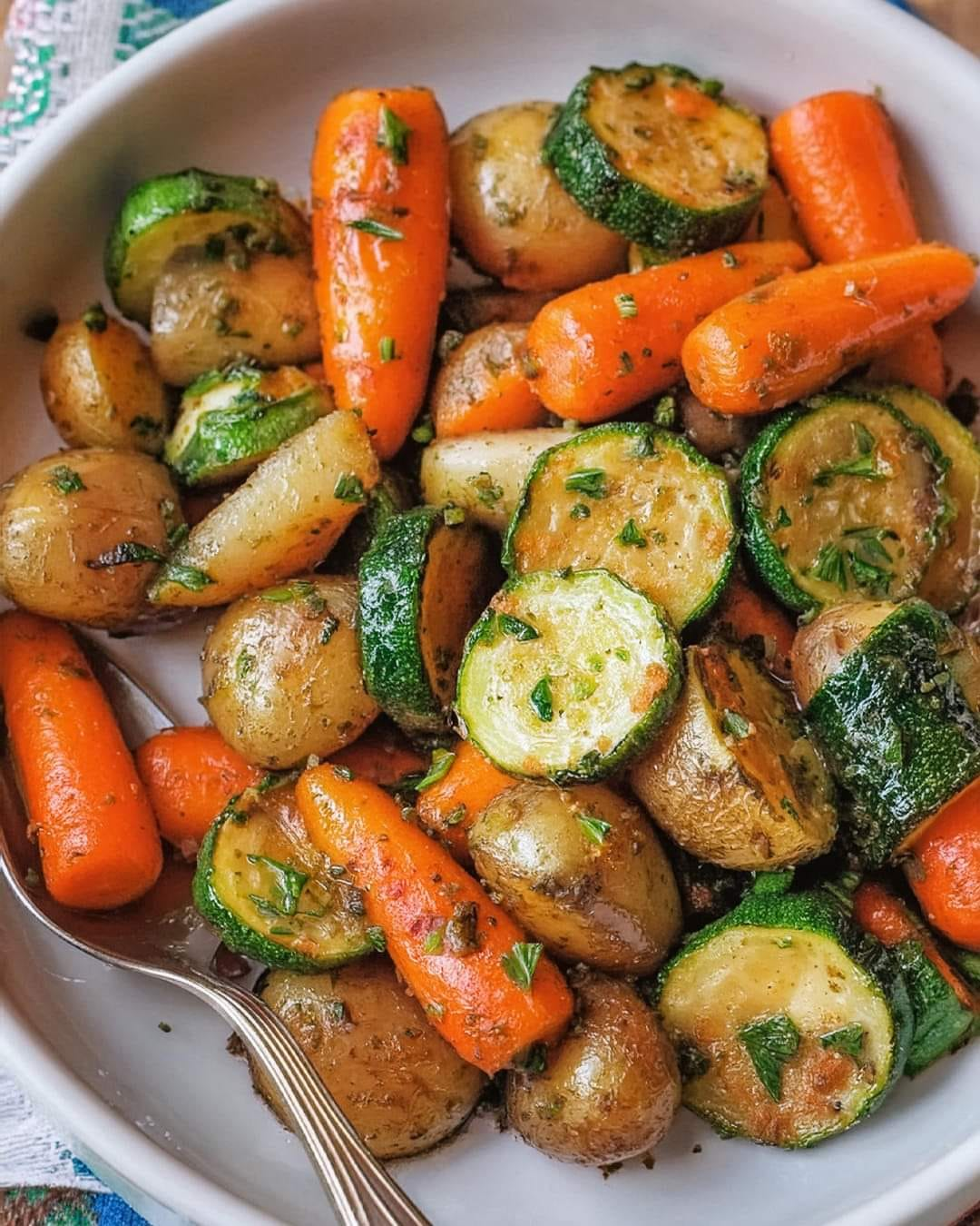 Garlic Herb Roasted Potatoes Carrots and Zucchini